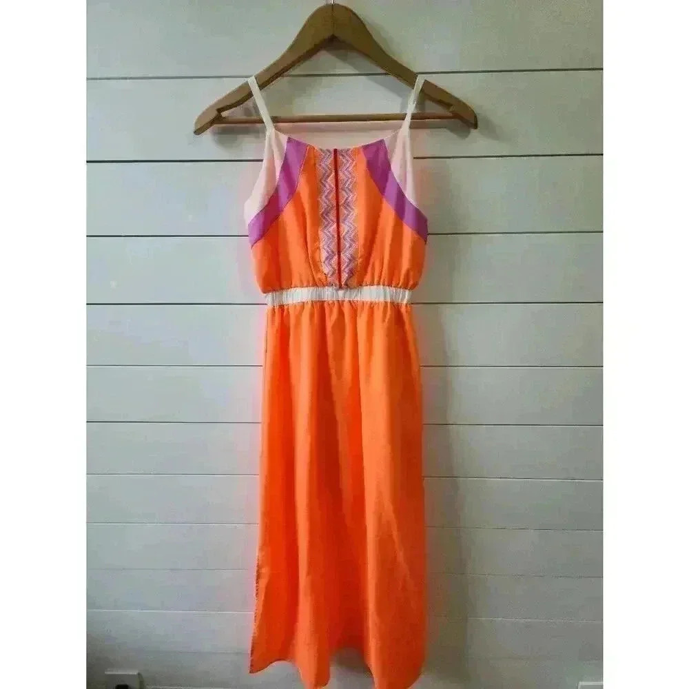 GB Girls Size M Neon Orange and Purple Maxi Dress